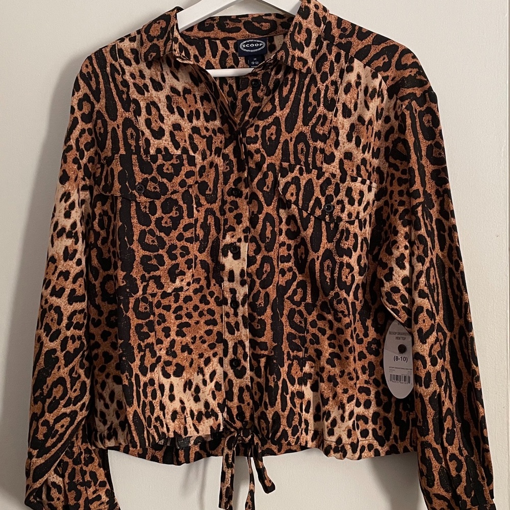 NEW Scoop Leopard Blouse